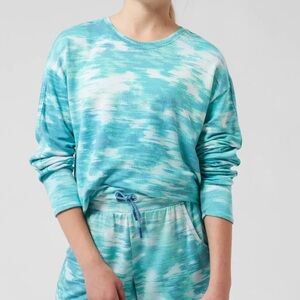 Athleta Girl Athleisure Active Inversion Texture Thumb Holes Sweatshirt Blue XL